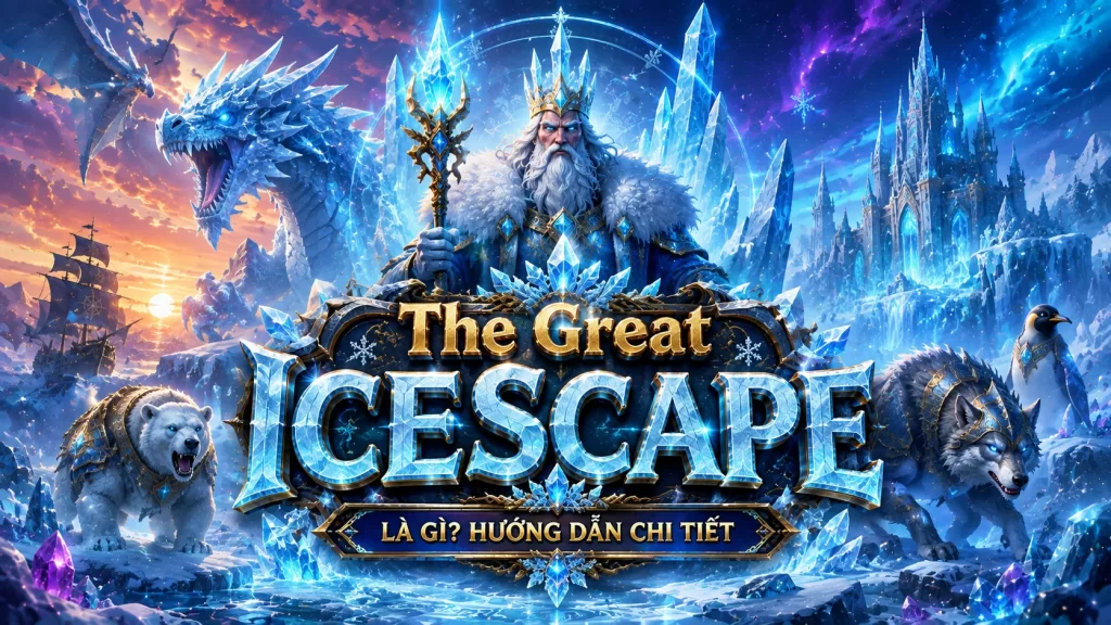 Chú chim cánh cụt nhỏ trong không gian tuyết trắng của OKFUN The Great Ice Scape