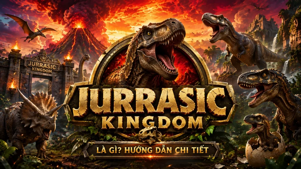 Chúa tể T-Rex xuất hiện mang lại phần thưởng trong okfun JURASSIC KINGDOM