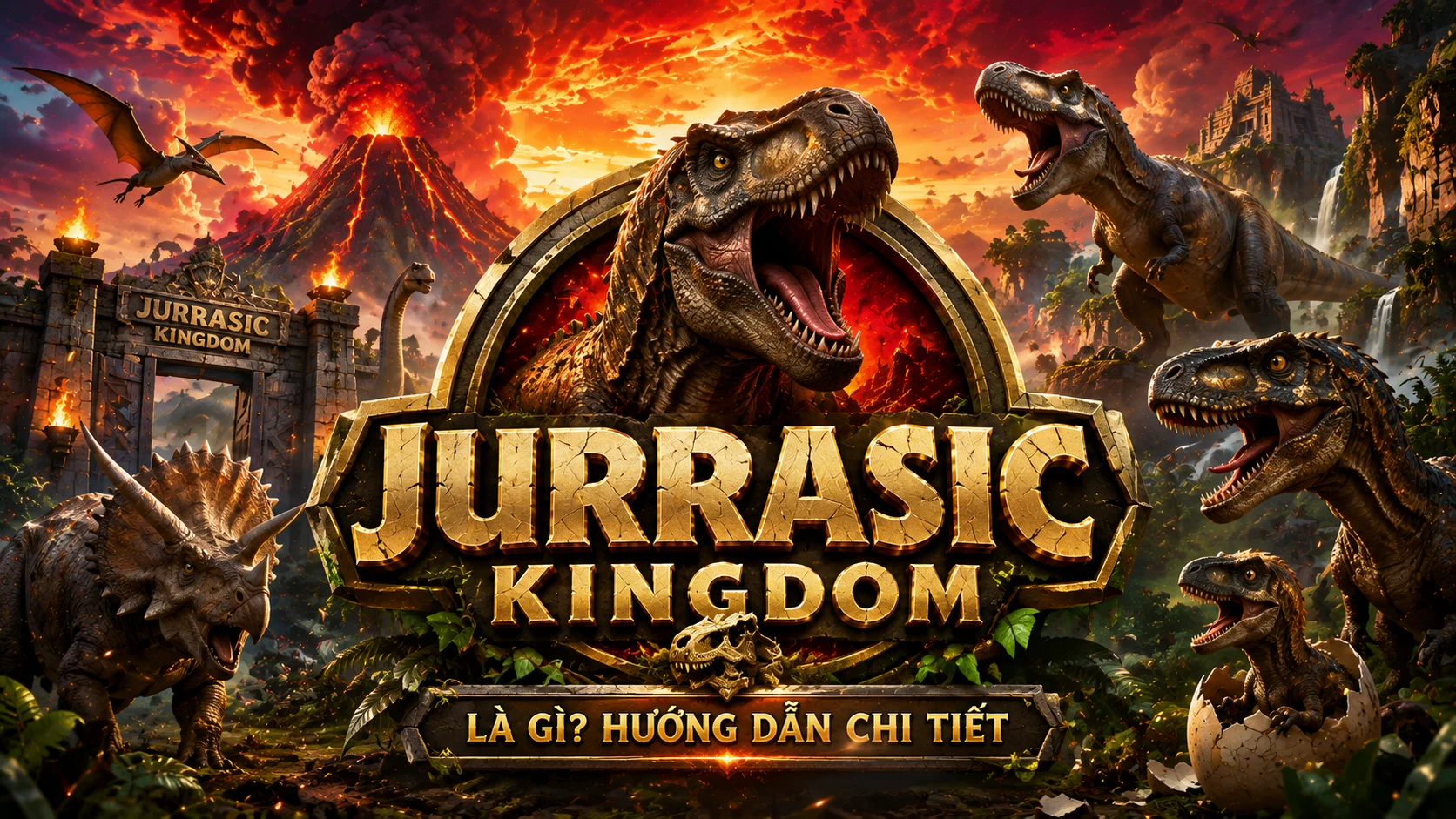 Chúa tể T-Rex xuất hiện mang lại phần thưởng trong okfun JURASSIC KINGDOM