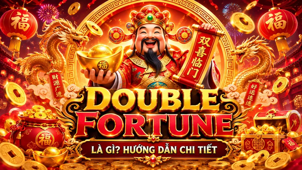 Giao diện sắc đỏ may mắn và biểu tượng Song Hỷ trong game OKFUN Double Fortune